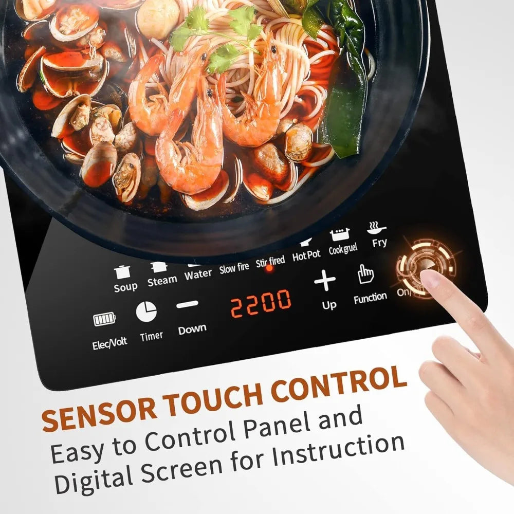 110V Induction Cooktop, 750W Electric Induction Stove W/ Touch Panel, 60-240℃ Temp Adjustable, for Dorm Room, Home Kitchen, RVs