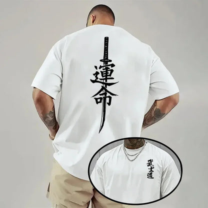 Japan Bushido Print T-shirt for Man 2026 Spring Summer Daily Casual Fashion Short Sleeve Top Male Home Outdoor Comfort Cool Tees