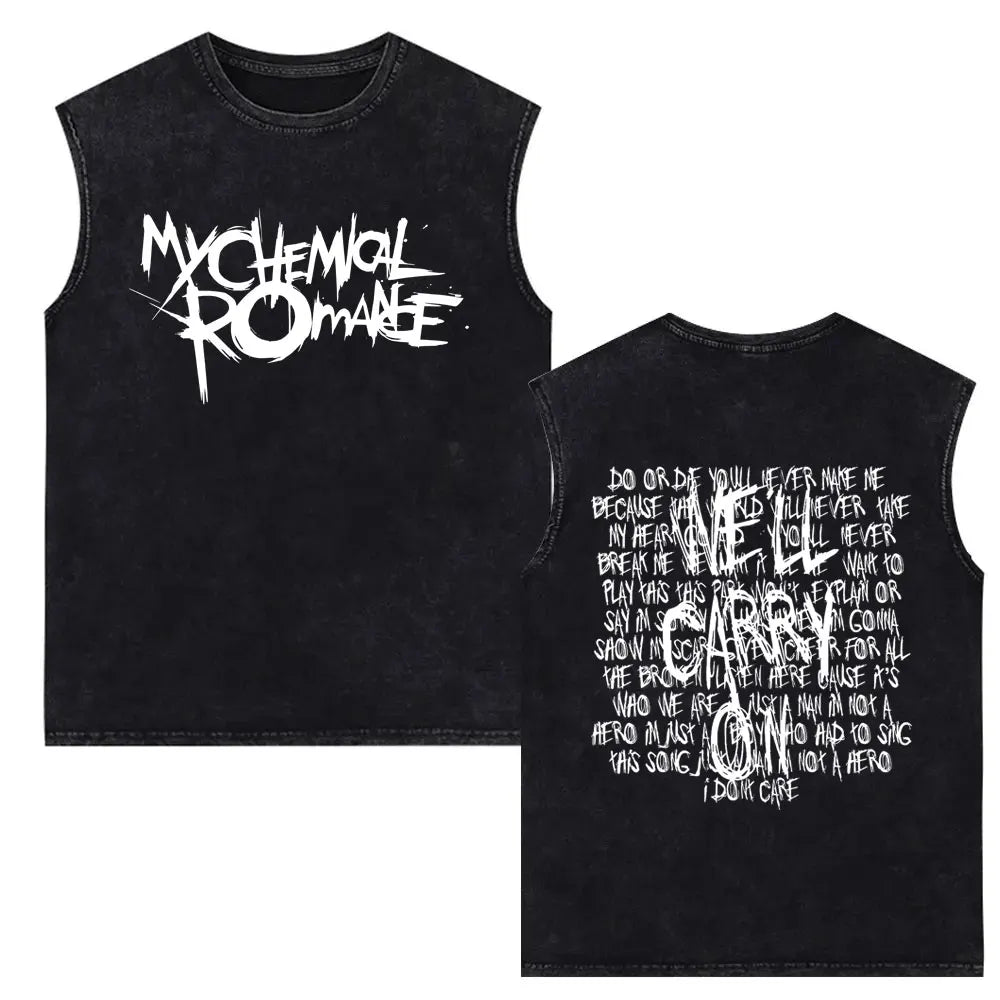 My Chemical Romance Vintage Washed Tank Tops Three Cheers for Sweet Revenge Sleeveless Vest Men Retro Punk Emo Rock Band T-shirt