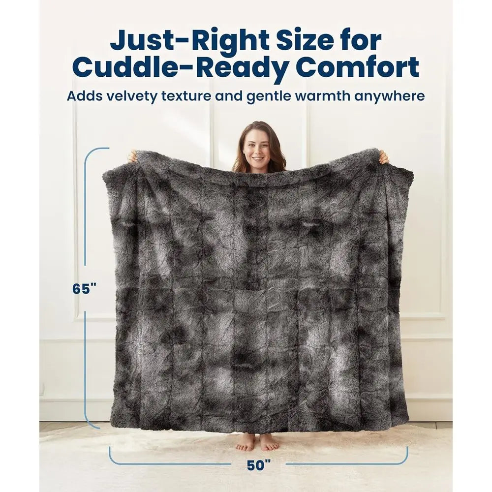 Cozy 50x65 Minky Throw Blanket for Couch or Bed, Plush Cover for Living Room Decor