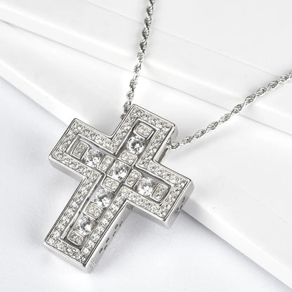 ANDYWEN 925 Sterling Silve Big Double Cross Pendant Long Chain Neckalce 2021 Korea Women High Quality D Twist Chain Jewelry Gift