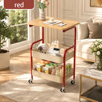 Multifunctional Three-Tier Rolling Cart, Multifunctional Storage Rack, Snack Rack, Portable Wheels, Suitable For Use In The Kitc