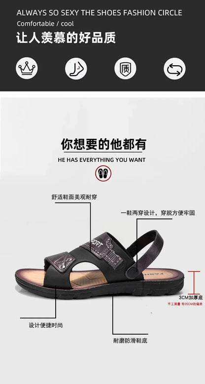 Fashion Sandals Men Summer Comfortable Adult Men's  Casual Slippers Beach Shoes For Men Non-slip Open-toe Sandals Male