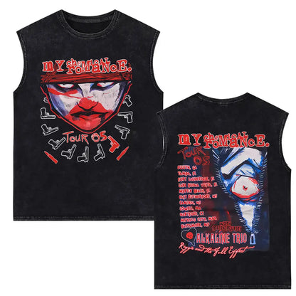 My Chemical Romance Vintage Washed Tank Tops Three Cheers for Sweet Revenge Sleeveless Vest Men Retro Punk Emo Rock Band T-shirt