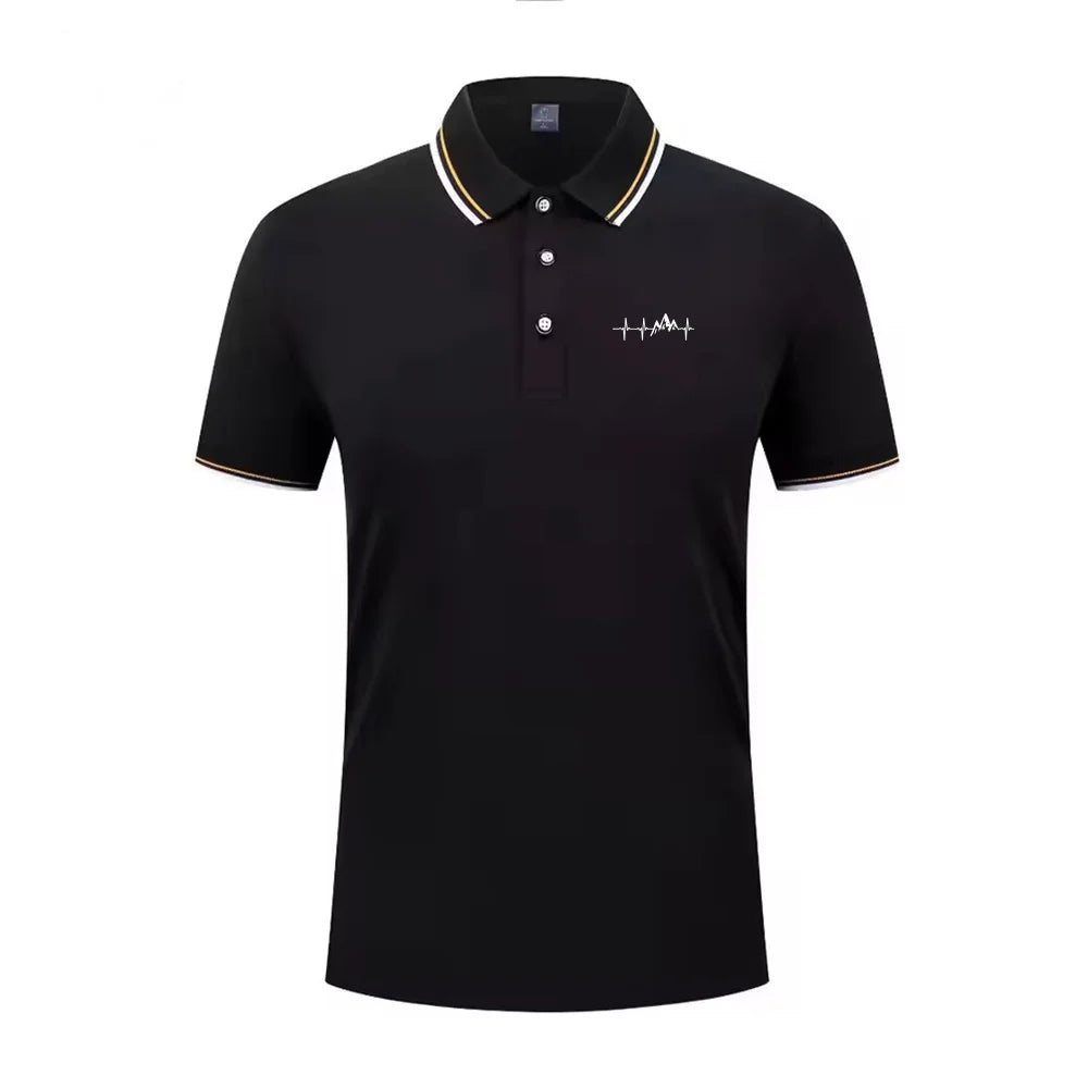 Summer men's 100% polyester fashion Milan print casual knight stripe lapel short-sleeved shirt polo shirt top
