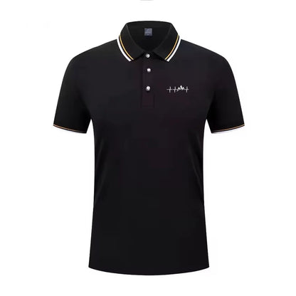 Summer men's 100% polyester fashion Milan print casual knight stripe lapel short-sleeved shirt polo shirt top