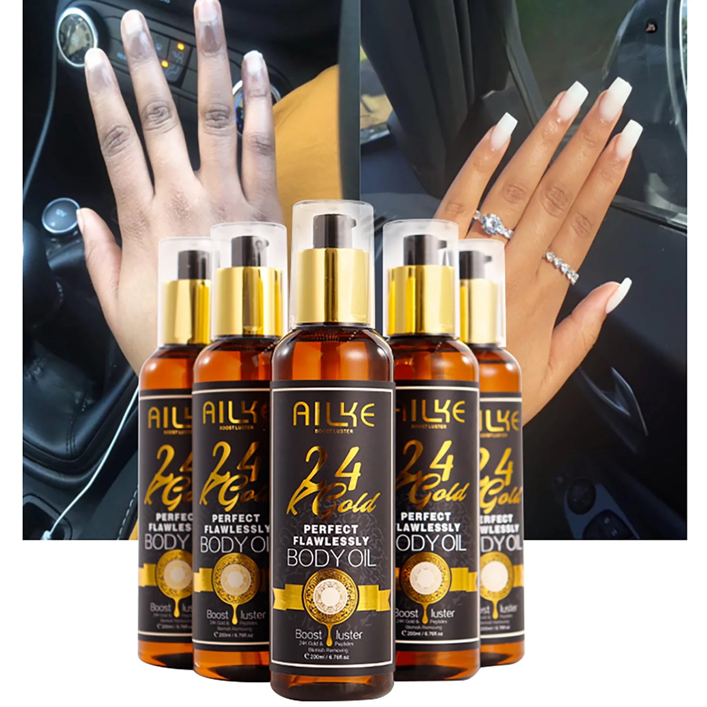 AILKE 24K Whitening Skin Set, Lightening, Remove Black Spots, Melanin, Stains, Even Skin Tone, Moisturizing, for All Skin Types