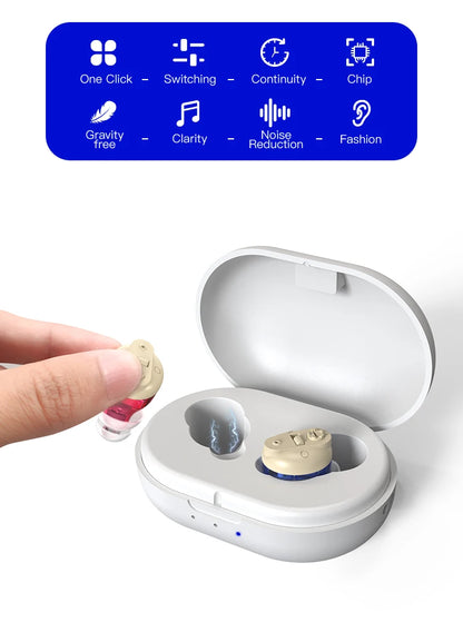 Multi-color Charging Long Life Portable Mini CIC Invisible Magnetic Rechargeable In-Ear Adjustable Hearing Aid For Deaf and Elde