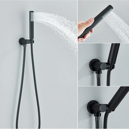 Brushed Gold Handheld Shower Bathroom Shower Faucet Hot & Cold Water Tap Brass Shower Holder 1.5M Hose Brass Shower Valve