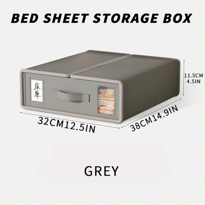 Sheet Set Storage Box Organizer Fabric Folding Window Zipper Blanket Organizer Box Wardrobe Bed Clothes Storage Organizer