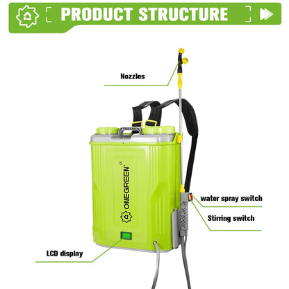 ONEGREEN 20L High Capacity Rechargeable Electric Sprayer Lawn Garden Spraying Irrigation Power Tools For Makita 18V Battery Pin