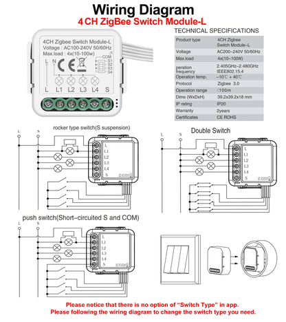 GIRIER Tuya ZigBee 3.0 Smart Switch Module No Neutral Wire Required Smart Home DIY Light Breaker Works with Alexa Google Home