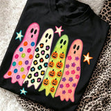 Retro Halloween Ghost & Pumpkin T-Shirt