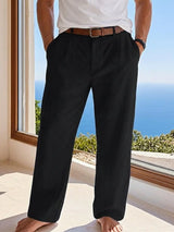 Men's Linen-Blend Straight-Leg Trousers — view 8