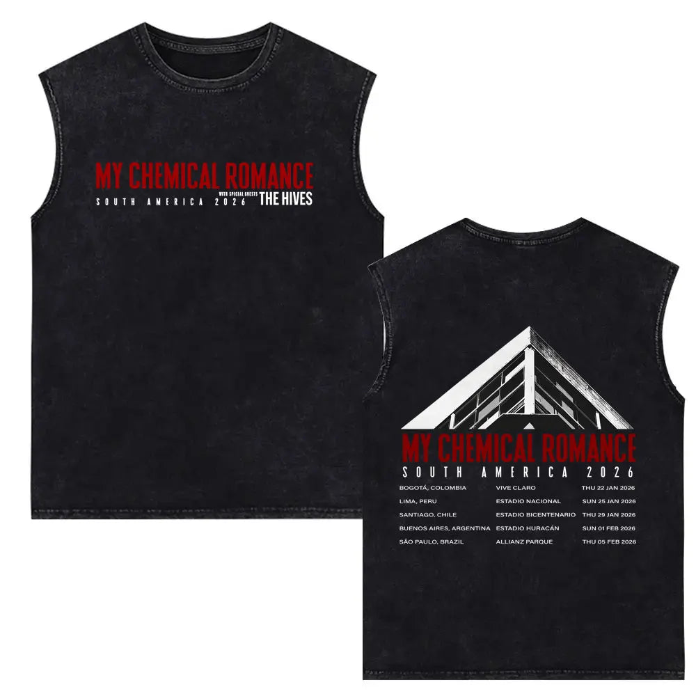My Chemical Romance Vintage Washed Tank Tops Three Cheers for Sweet Revenge Sleeveless Vest Men Retro Punk Emo Rock Band T-shirt