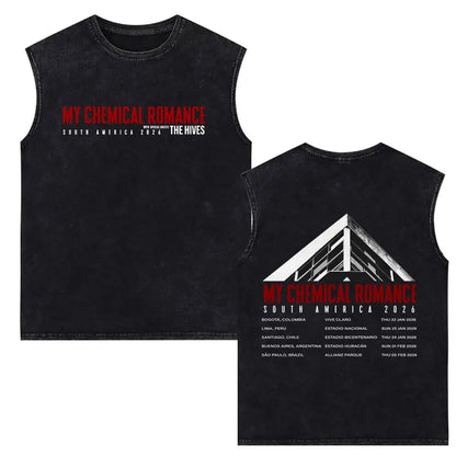 My Chemical Romance Vintage Washed Tank Tops Three Cheers for Sweet Revenge Sleeveless Vest Men Retro Punk Emo Rock Band T-shirt