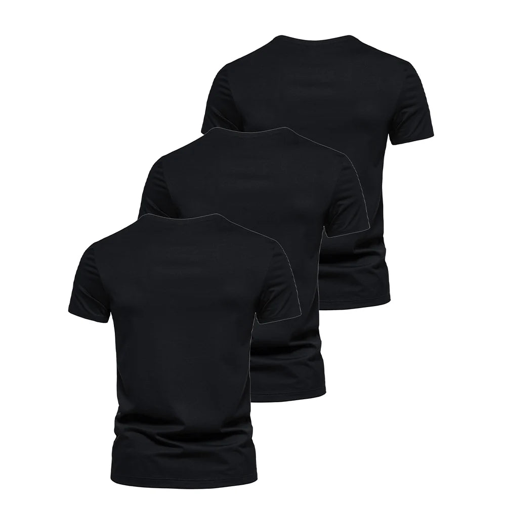 3Pcs Men T-shirt O-neck Fashion Design Slim Fit Soild T-shirts Male Tops Tees Short Sleeve T Shirt For Men