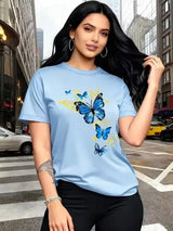 Gold-Tone Butterfly Graphic T-Shirt