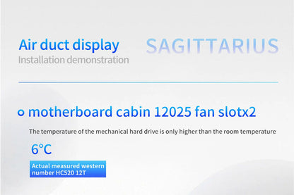 Sagittarius 8-bay NAS Computer Chassis with ATX Power Supply, MATX Motherboard, Full-height PCIE, 21.8L