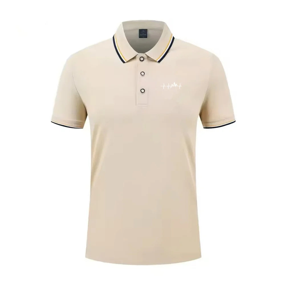 Summer men's 100% polyester fashion Milan print casual knight stripe lapel short-sleeved shirt polo shirt top