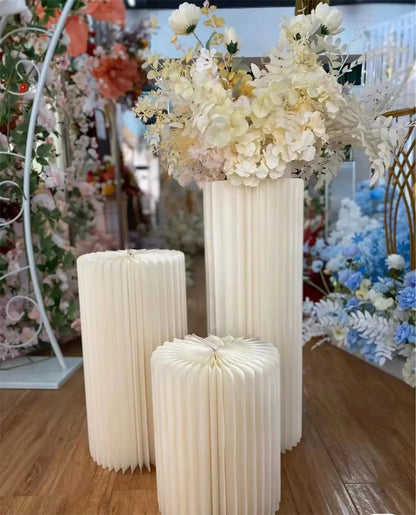 Roman Folding Column Ornaments Party Honeycomb Origami Display Stand Shop Window Wedding Decor Folding Cylindrical Flower Rack