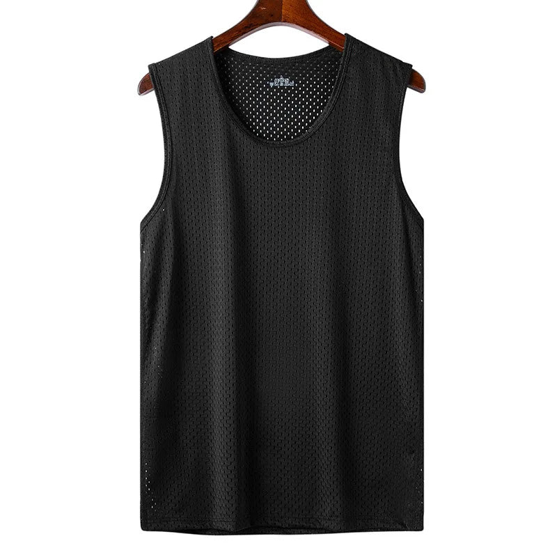 Men's Ice Silk Mesh Tank Tops Man Gym Stringer Transparent Bodybuilding Sleeveless Shirt Fitness Vest Male Muscle Singlets L-5XL