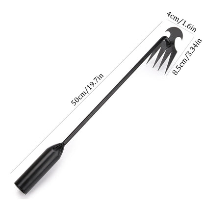 2 In 1 Garden Rake Manual WSeed Grass Rooting Tool Puller Shovel 4 Teeth Weeding Removal Hand Gardening Loose Soil Tool Weeder