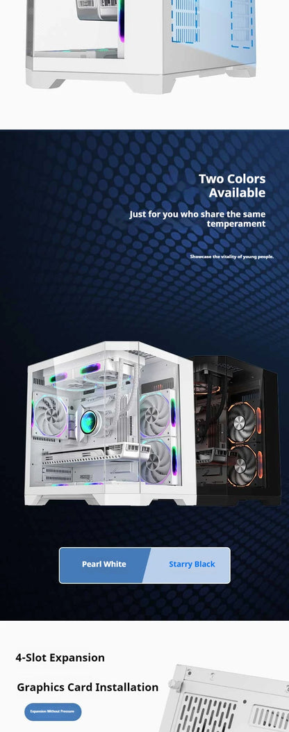 WJCOOLMAN Dreamer mini PC case M-ATX Three Sided Glass sea view room 240 water cooler Desktop computer case gabinetes gamer