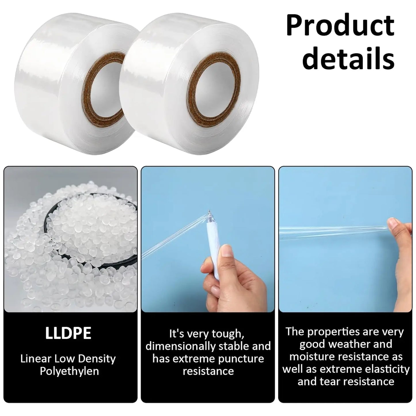 200m Length Eco-Friendly Biodegradable Grafting Tape Graft Membrane Gardening Bind Belt PE Grafting Tape Packaging wrapping film