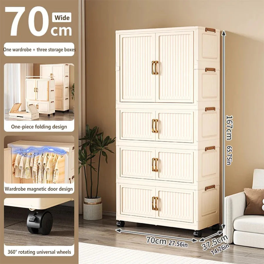 Large Capacity Dustproof Wardrobe Sundries Cabinet Multifunction Folding Storage Cabinet Locker Closet Organizer