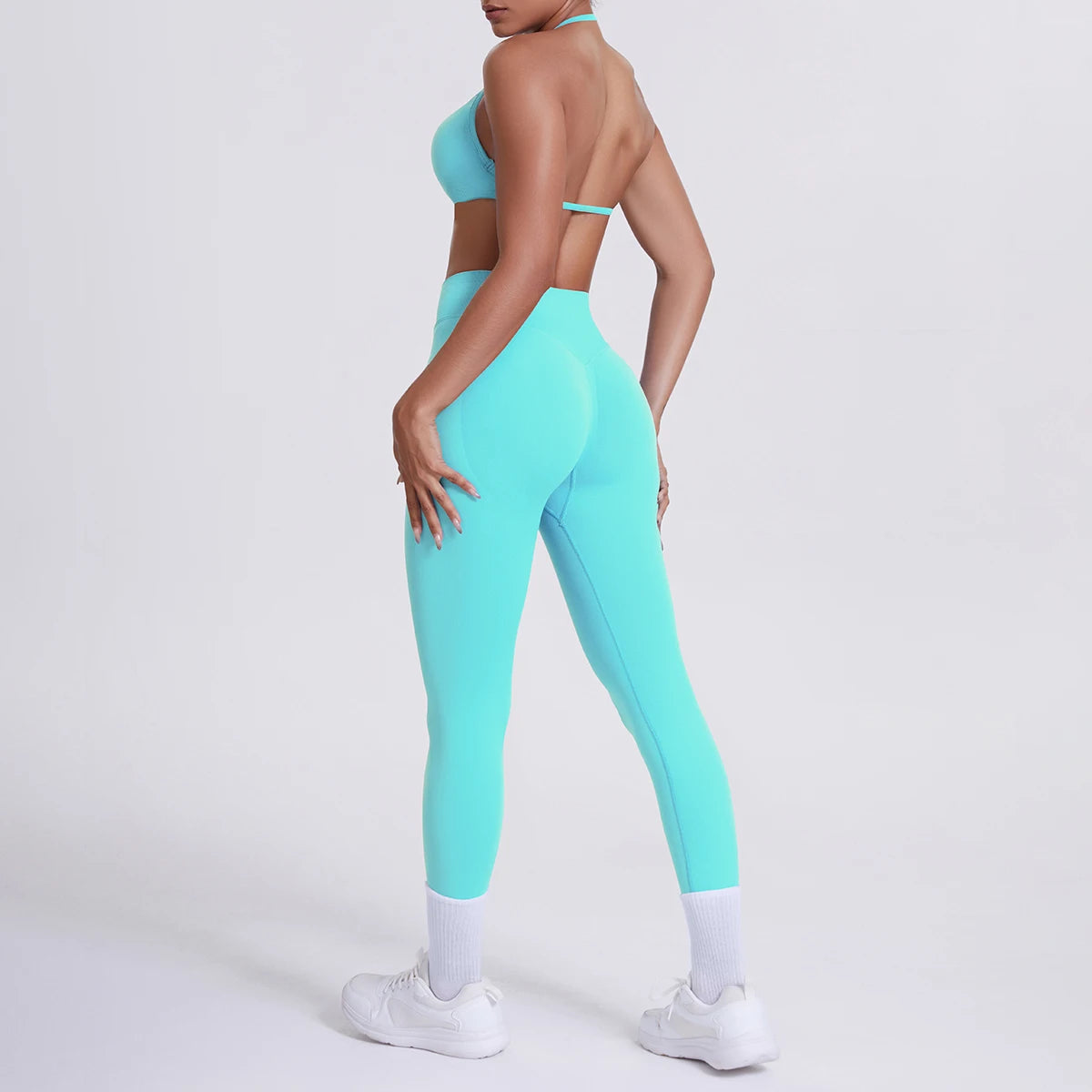 Women 2pcs Patchwork Sport Yoga Suit Training Sleeveless Sport Gym Tops Tummy Control Slimming Booty Leggings Yoga Suit Sports