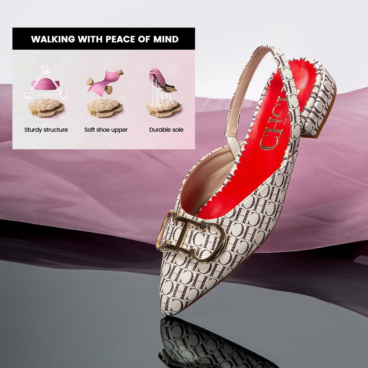 Exquisite Workmanship New Women's Low-heeled Single Shoes Fashion Simple Letters Print Versatile Women's Sandals