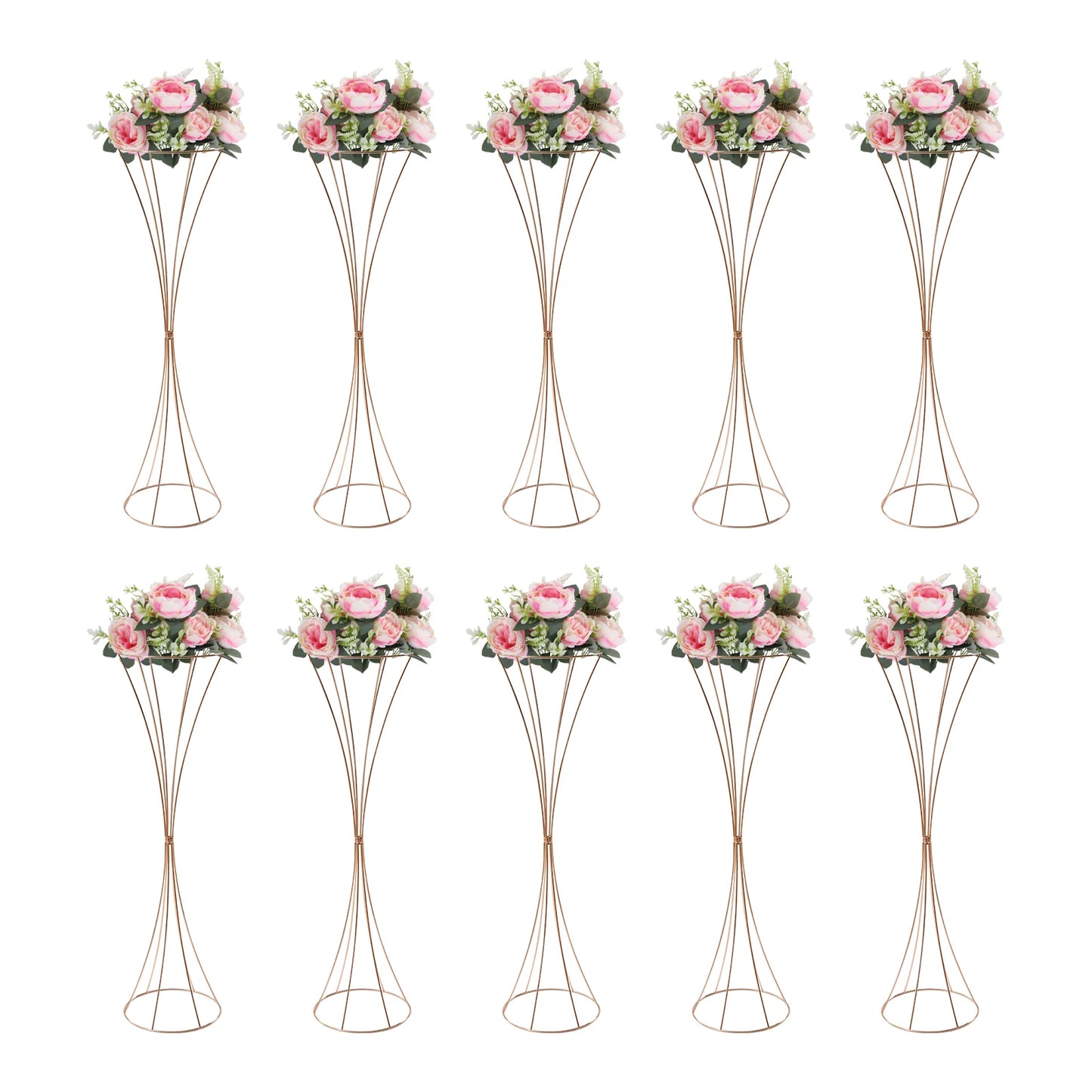 10pcs Golden Vase 80cm for Table Wedding, 31.5inch Metal Wedding Centerpieces Vase, Flower Road Lead Stand Stackable