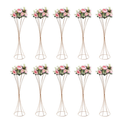 10pcs Golden Vase 80cm for Table Wedding, 31.5inch Metal Wedding Centerpieces Vase, Flower Road Lead Stand Stackable