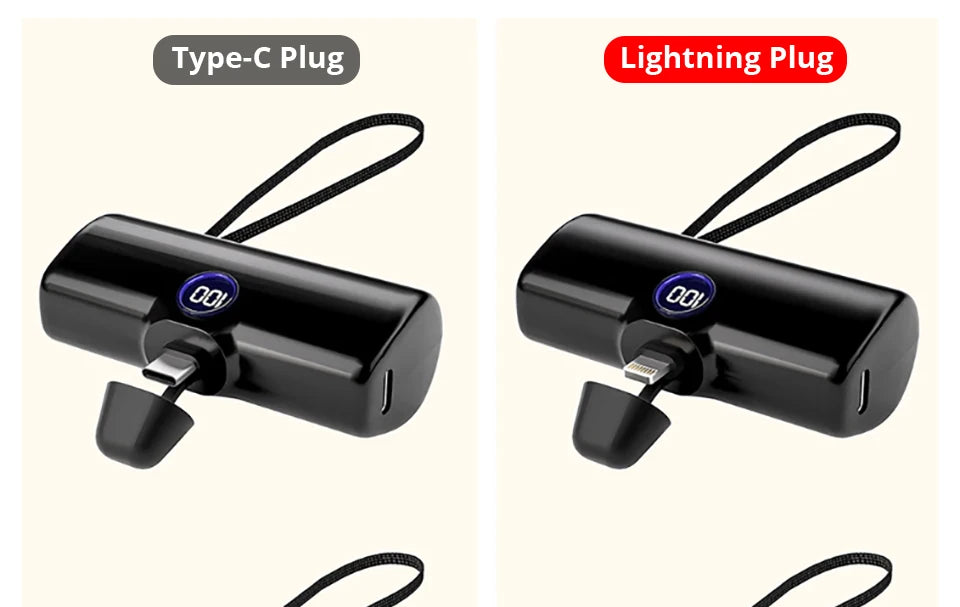 Fast Charge Portable Charger for iPhone Samsung Xiaomi Compact External Spare Battery Built-in Plug PD Fast Charging Power Bank