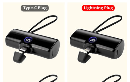Fast Charge Portable Charger for iPhone Samsung Xiaomi Compact External Spare Battery Built-in Plug PD Fast Charging Power Bank