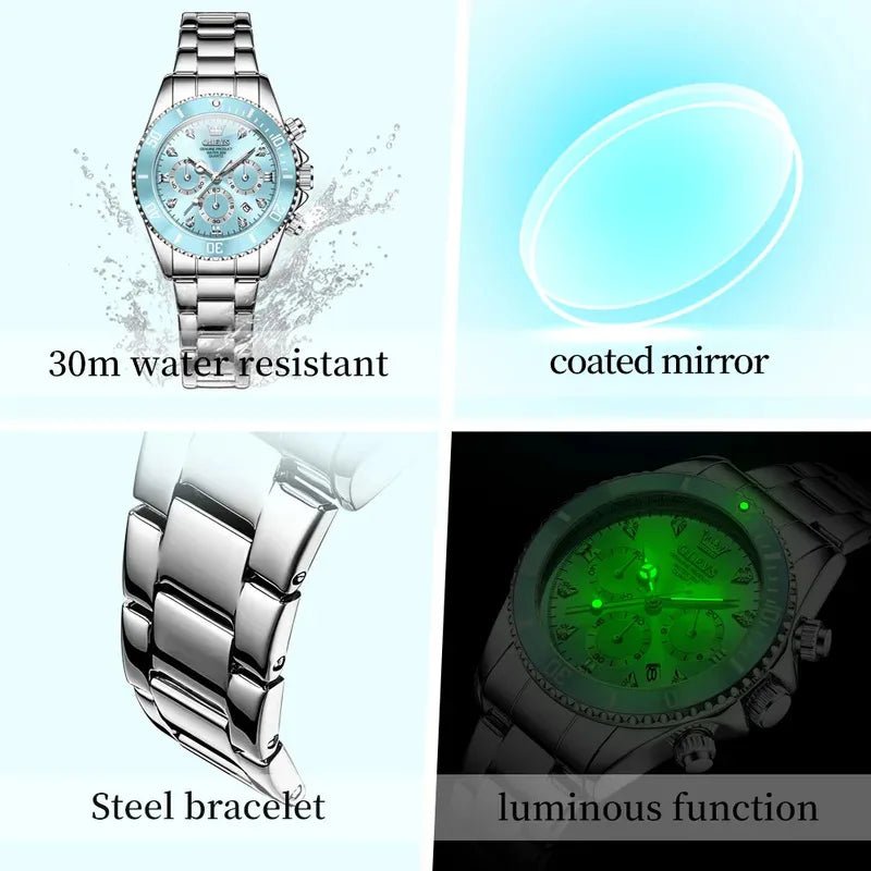 OLEVS 5632 Women's Elegant Luxury Quartz Watch Zircon Scale Waterproof Luminous Hands Date Function And Automatic Date Feature