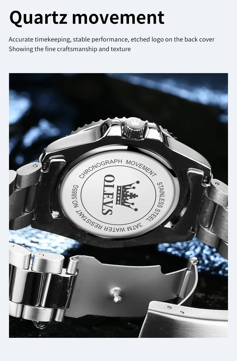 OLEVS Watches 5885 Mens Watch Original High Quality Quartz Watch Waterproof Luminous Calendar  Watches For Men Box Gifts Reloj