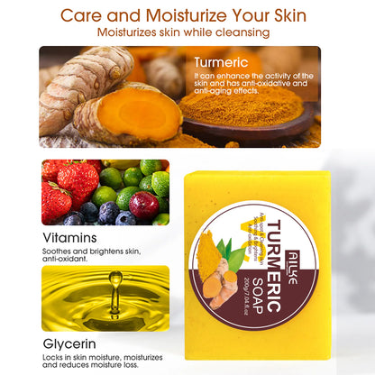 AILKE Organic Turmeric Skin Care Set, Brighten, Cleaning Skin, Remove Acne,Pimples, Whitening, Even Skin Tone, Improve Dry Skin