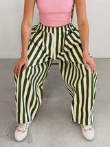 Striped Balloon-Leg Pants