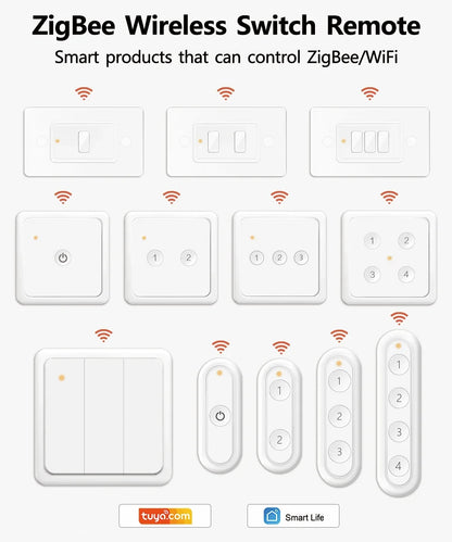 Tuya Smart Life ZigBee 3.0 Wireless Portable Pushbutton 1,2,3,4 Gang Remote Controller Scene Switch