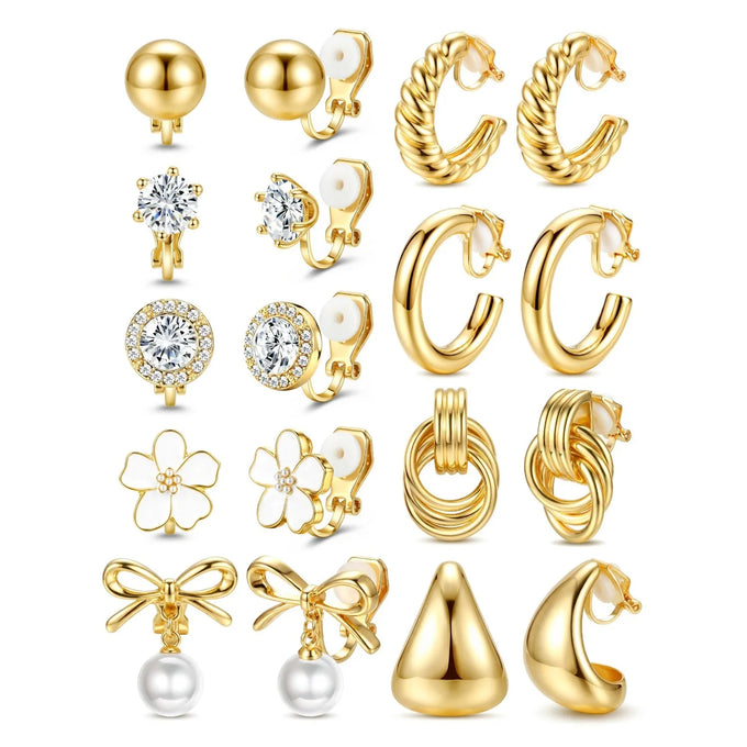 Clip-On Stud & Hoop Earring Set — product image