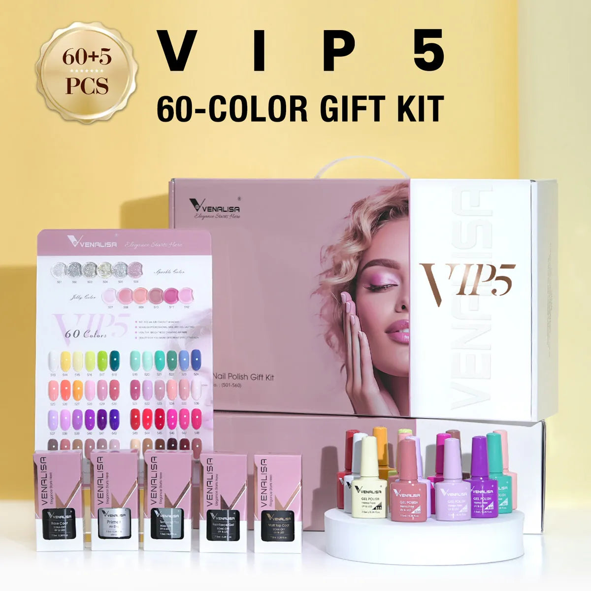 1Set VENALISA TPO FREE Whole Set Nail Gel Polish with Color Display For New Learner Nail Maincure Gel Varnish Branded Suitcase