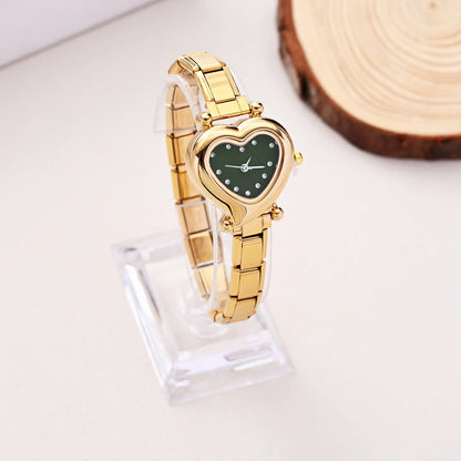Heart Shape Dial Quartz Watch Stainless Steel Bracelet Wristwatch Cute Mini Love Heart Ladies Dress Watch Fashion Jewelry Gift