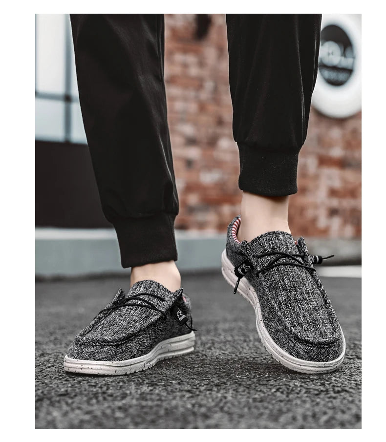 Brand Men Casual Shoes Fashion Denim Canvas Shoes Breathable Men Walking Flat Shoes Outdoor Large Size Light Men's Shoes Loafers