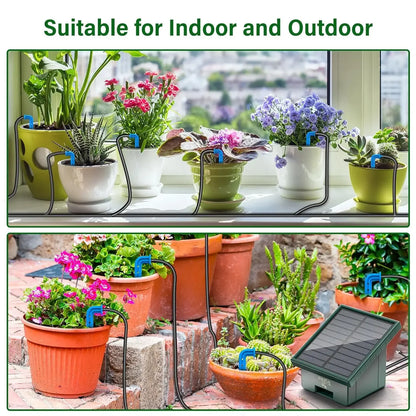 DIY solar drip irrigation kit, garden drip irrigation system, suitable for outdoor balcony garden automatic watering system