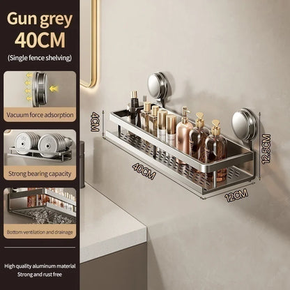 No Drill Suction Cup Adhesive Bathroom Rack Bathroom Shelf Toilet Aluminum Hanging Rack Bathroom Organizer Hang On The Wall
