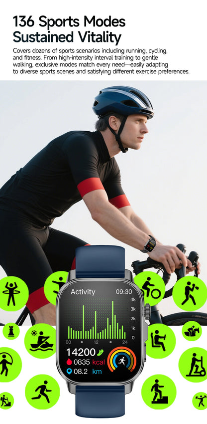 New Precise Health Care Smart Watch ECG+HRV Uric Acid Blood Lipids Emotional Perception Bluetooth Call Smartwatchs For Men Women