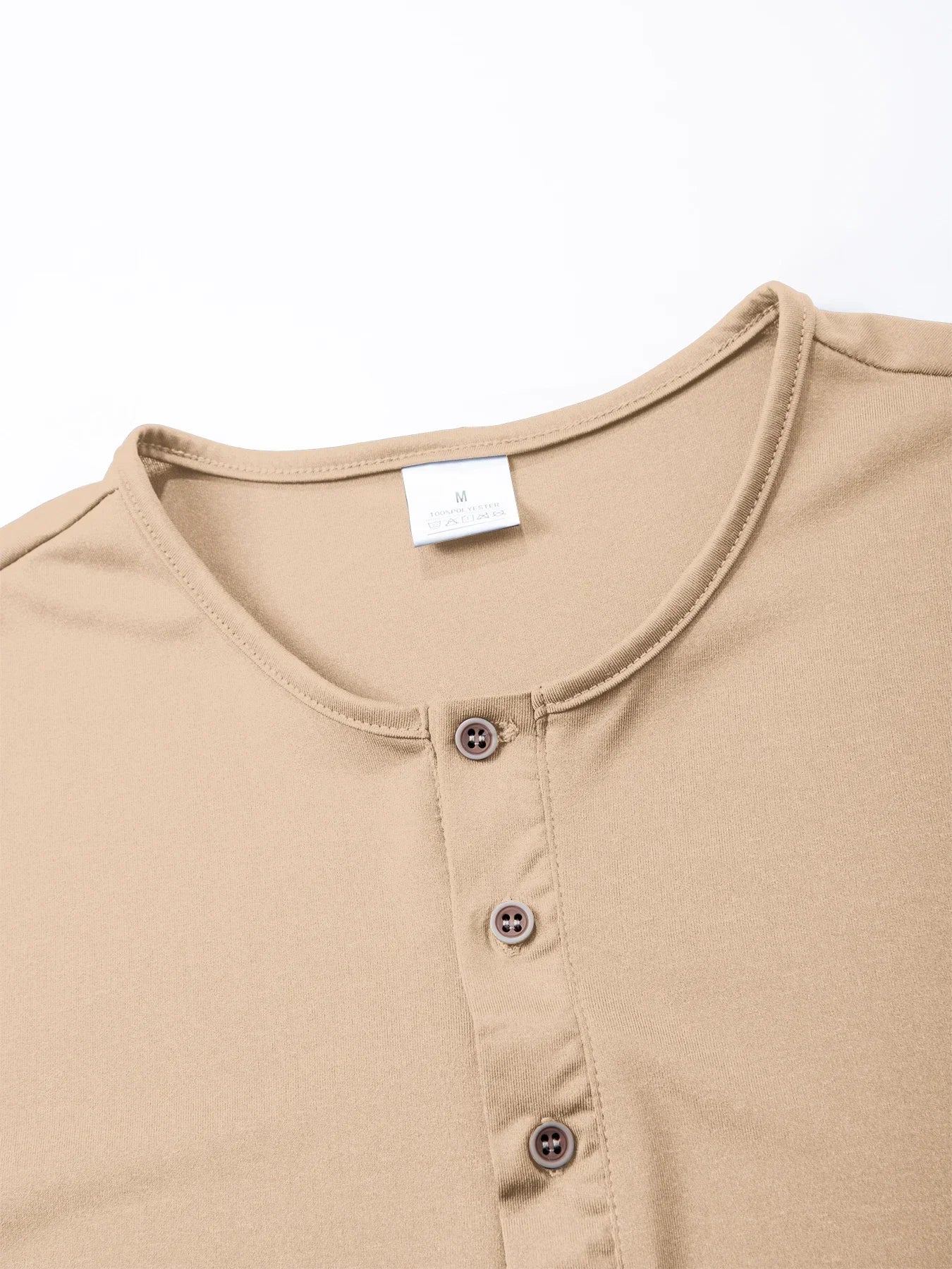 Men's Casual  Henry T Shirt Summer Brown Button Solid Color Polo Short Sleeve Breathable Comfortable Sports Loose T-shirt