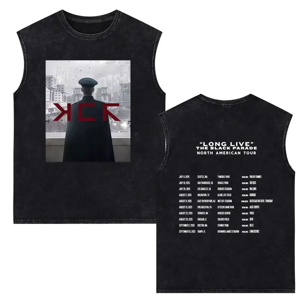 My Chemical Romance Vintage Washed Tank Tops Three Cheers for Sweet Revenge Sleeveless Vest Men Retro Punk Emo Rock Band T-shirt